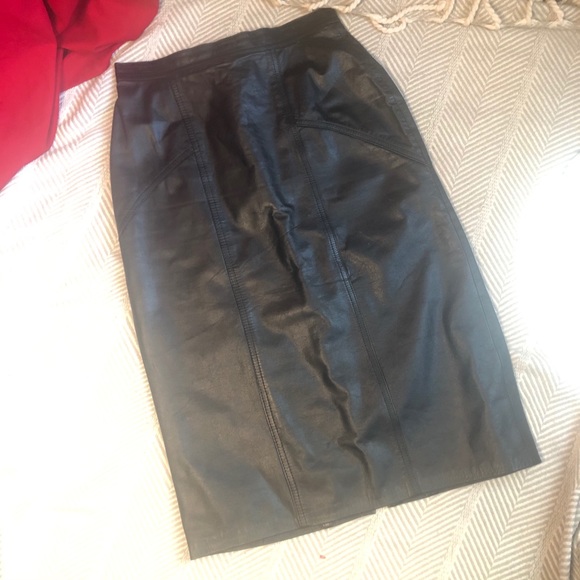 Vintage Dresses & Skirts - Genuine leather Pencil skirt VINTAGE